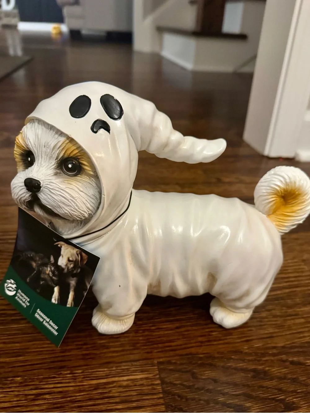 White Ghost Hooded Shitzu Dog Figurine